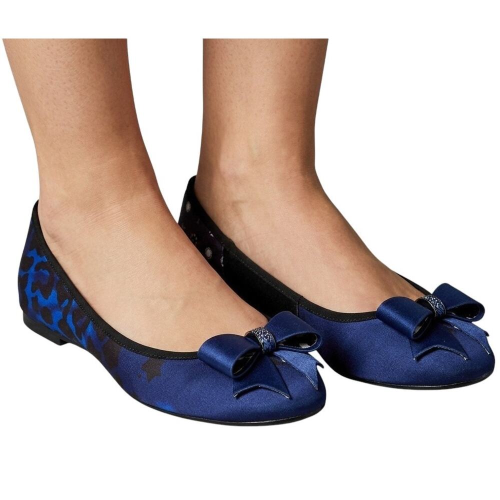 Ted Baker Sually Topaz Bow Ballet Flats Blue Slip-On Women's Shoes US 10 NWB
